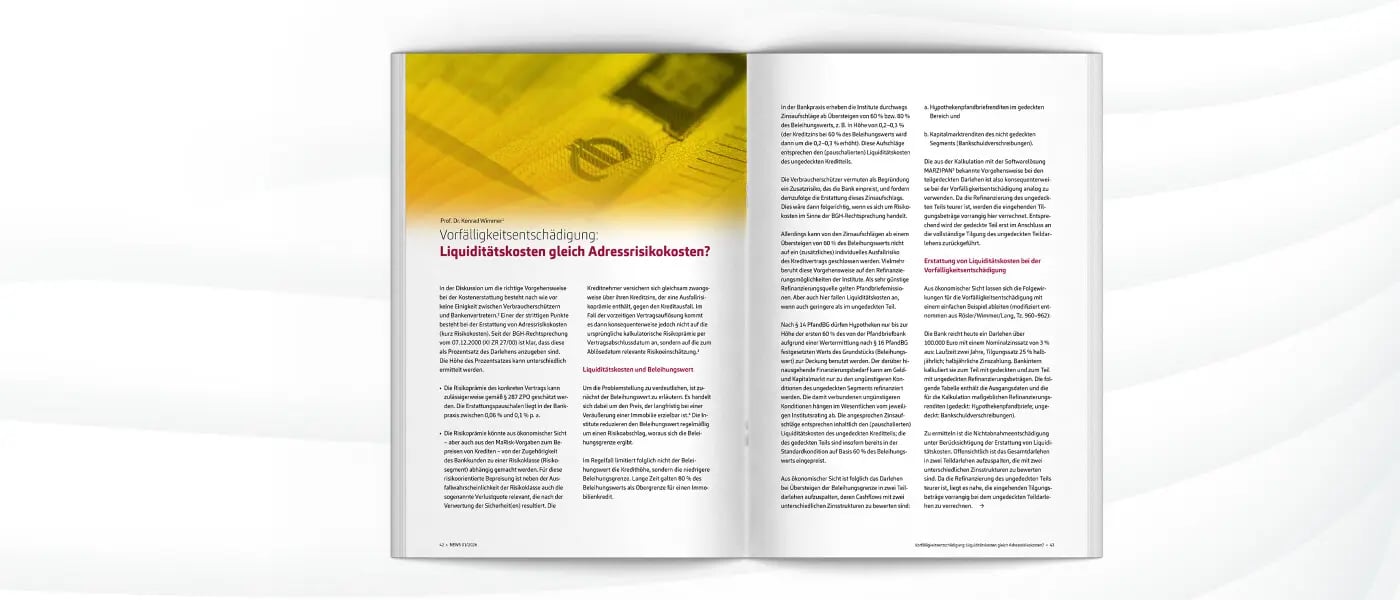 Vorfälligkeitsentschädigung: Liquiditätskosten gleich Adressrisikokosten?1