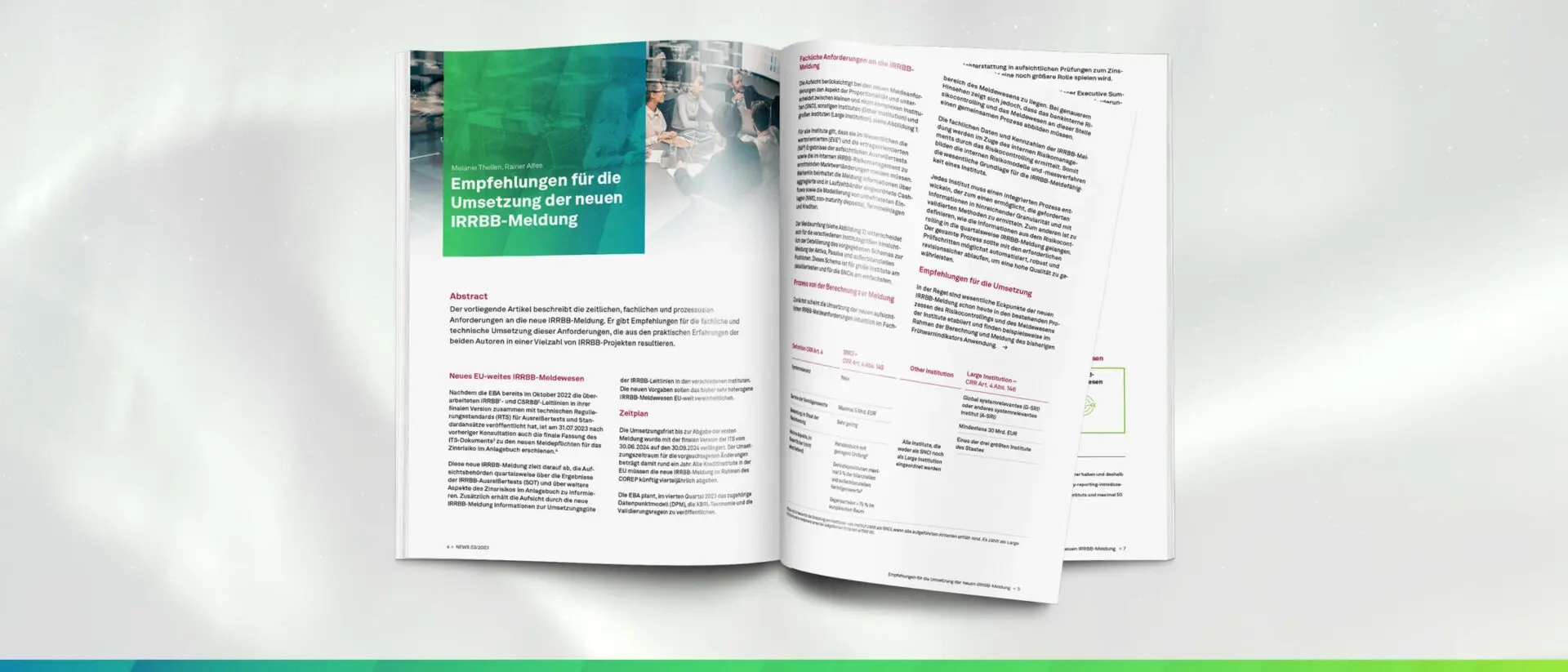Empfehlungen für die Umsetzung der neuen IRRBB-Meldung (NEWS 03/2023)