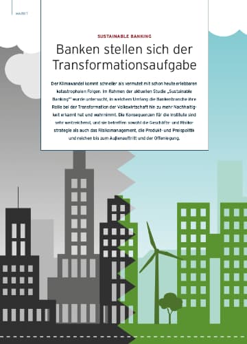 Fachartikel Sustainable Banking - Banken stellen sich der Transformationsaufgabe aus die Bank 01-2022
